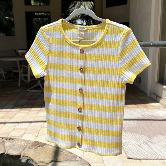 Forever 21 Girls Yellow and White Striped Shirt - Picture 1 of 14